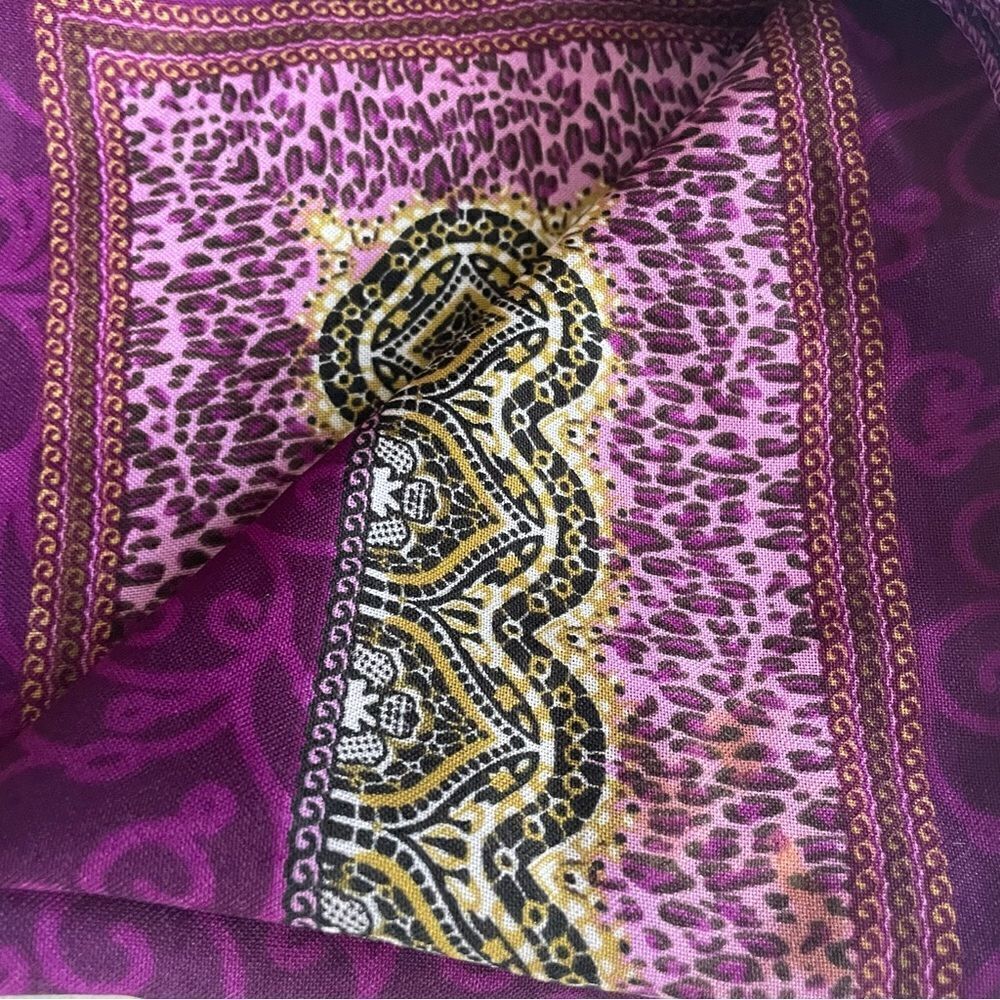 Bahadir Purple Leopard Border Scarf - Picture 7 of 7